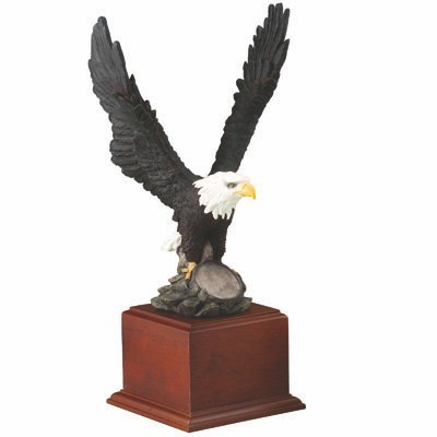 17" Painted Eagle Trophy w/Space for 2" Medallion Insert On Wood Base