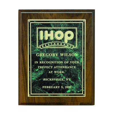 Genuine Walnut Plaque w/Marbled Screened Plate (8"x10")