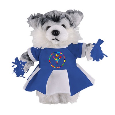 Soft Plush Stuffed Husky with Cheerleader Outfit