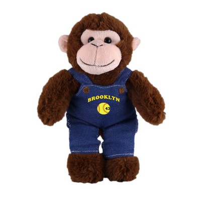 Soft Plush Stuffed Monkey in denim overall.