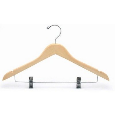 Flat Wooden Suit Hanger w/Clips