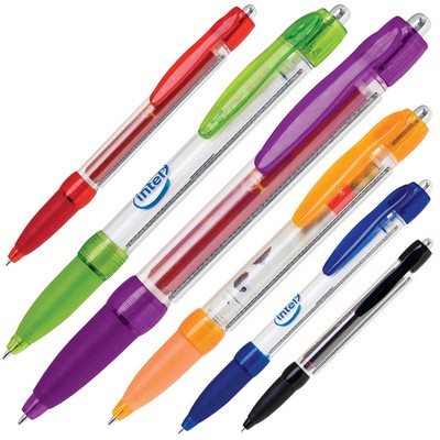 Plastic Retractable Pen w/ Rubber Grip