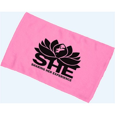 Budget Rally Terry Towel Hemmed 11x18 - Azalea Pink (Imprinted)