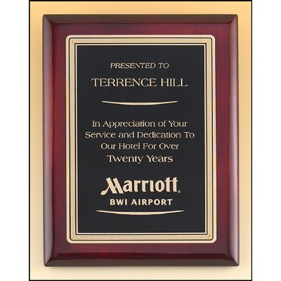 Rosewood & Black Piano Finish Plaque with Brass Plate (7" x 9")