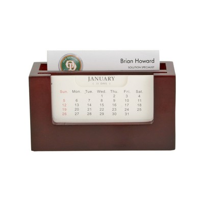 Desktop Card Holder with Adjustable Calendar - Rosewood Finish