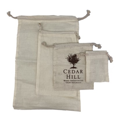 3" x 4" Eco Friendly Cotton Muslin Drawstring Bags