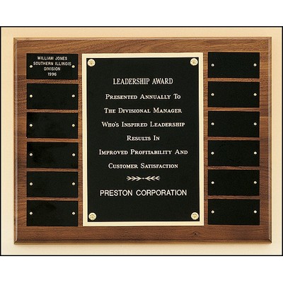 Solid Walnut Perpetual Plaque, 12 x 15", 12 plates