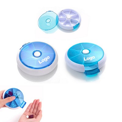 7 Days Round Tray Pill Box Medicine Travel Case Rotating Portable Kit Dispenser