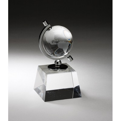 Globe In Semi-Meridian Holder w/Crystal Base