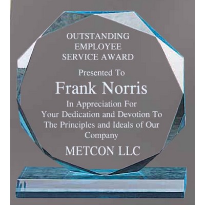 Medium Blue Acrylic Bevel Octagon Award