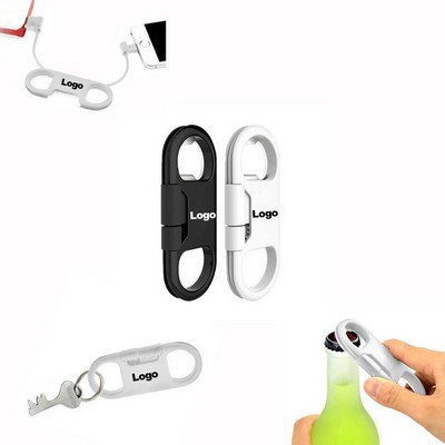 Multifunction USB Charging Data Sync Cable Bottle Opener Keychain