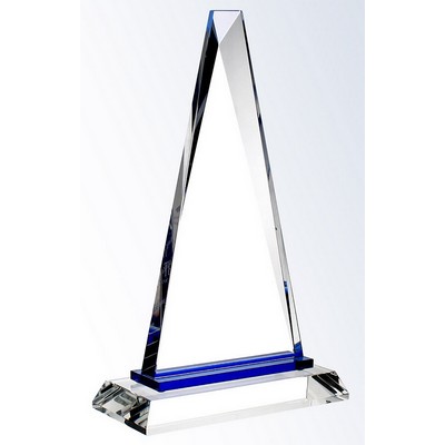 Elegant Blue Paramount Crystal Award on Crystal Base, 6"x10"H