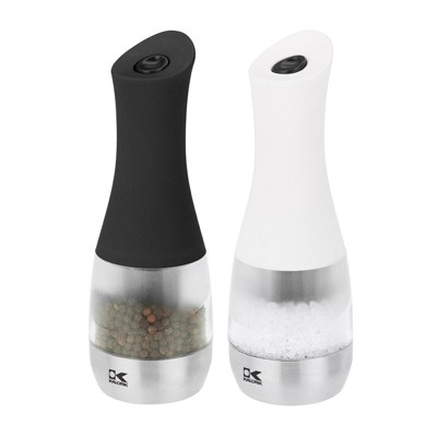 Set of 2 Contempo Stainless Steel Black And White Electric Salt/Pepper Grinders