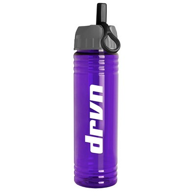 24 Oz. Slim Fit Sports Water Bottle w/Ring Straw Lid