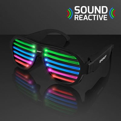 Rechargeable Sound Reactive LED Rave Glasses - Domestic Print