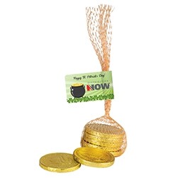 Leprechaun Loot Bags - Chocolate Gold Coins in Mesh Bag (5 Piece)