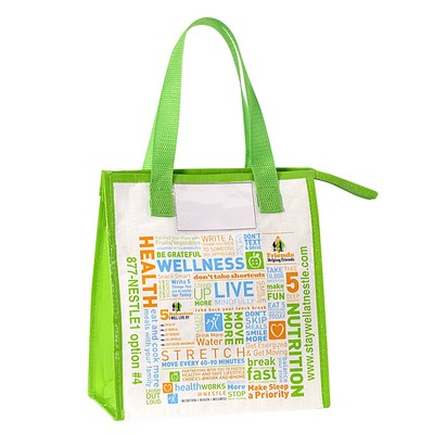 Full-Color 145g Laminated Woven Insulated Lunch Bag w/Zipper Closure 9"x10"x5.5"