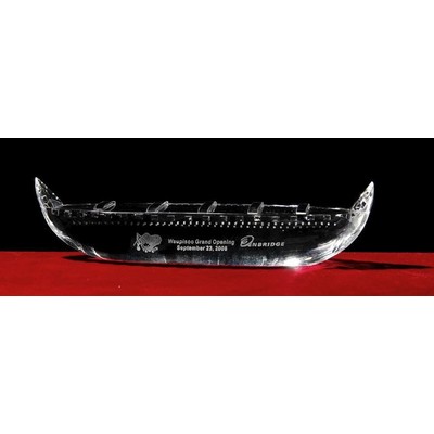 Crystal Canoe Boat Sculpture w/Custom Etching (6")