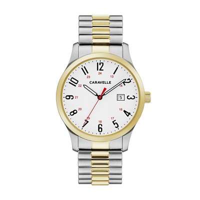 Caravelle Men's Two Tone Bracelet Watch (Silver & Gold)