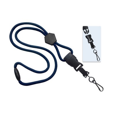 1/4" Blank Detachable Lanyard w/Diamond Slide & Swivel Hook (Navy Blue)