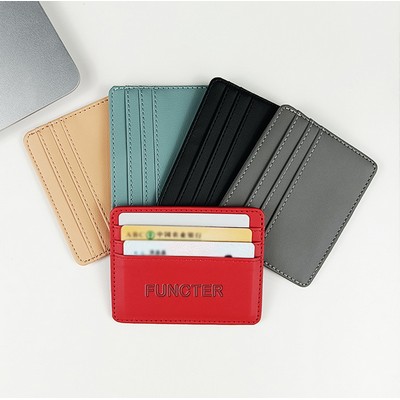 Slim Leather Credit Card Holder Money Clip