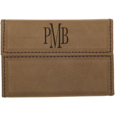 Dark Brown Leatherette Hard Business Card Holder