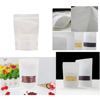 White Kraft Zip Lock Stand Up Food Bags