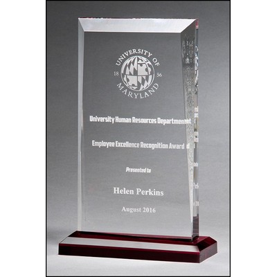 Apex Series Clear Acrylic Award w/Red Highlights & Red Base (5"x 7.75")