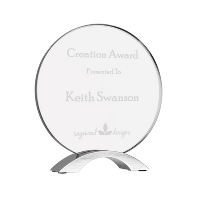 8 1/2" Round Cosmic Acrylic Award w/ Silver Base