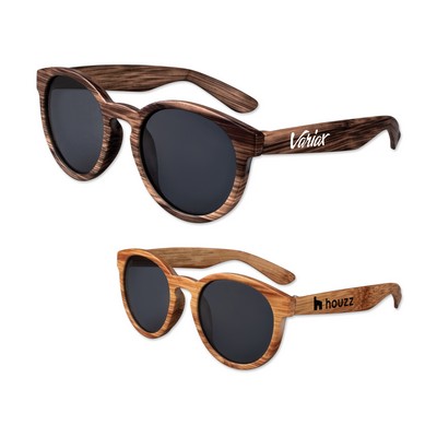 Round Lens "Wood Grain" Sunglasses