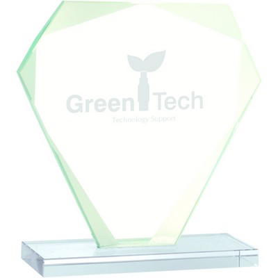 6 1/4" Cut Diamond Jade Glass Award