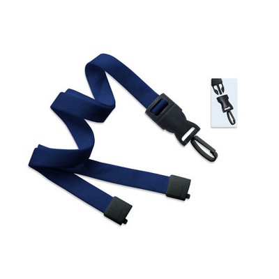 5/8" Blank Detachable Lanyard w/D-tach Plastic Swivel Hook (Navy Blue)