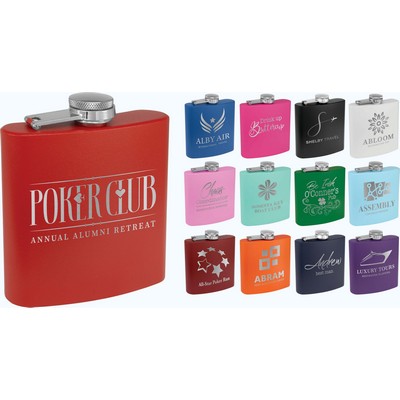 6 oz Powder Coated Stainless Steel Flask