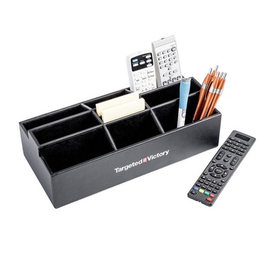 Top Grain Leather Black Remote Control Organizer