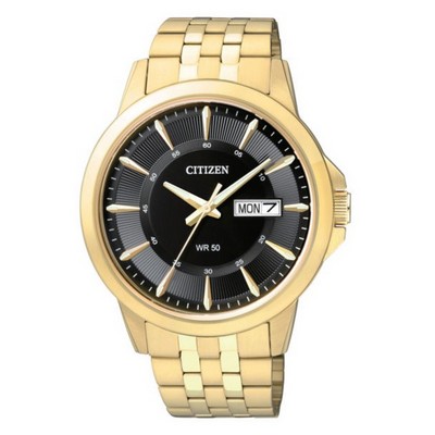 Citizen Men's Quartz Watch, Gold-tone Stainless Steel with Black Dial