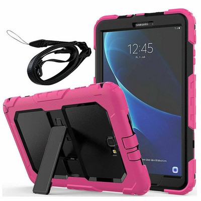 Kidder Galaxy Tab A 10.1 Hybrid Heavy Duty Case with Strap Stand (Pink)