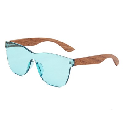 Walnut Wood Sunglasses - Blue Lenses