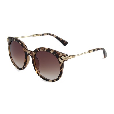 Sunglasses - Brown Gradient Lenses - Lepoard Frames - Gold Temples