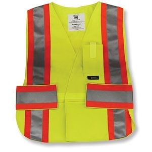 5 Point Poly/Cotton Lime Green Tear-Away Safety Vest