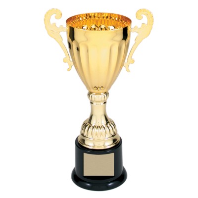 8 3/4" Gold Completed Metal Cup Trophy On Plastic Base