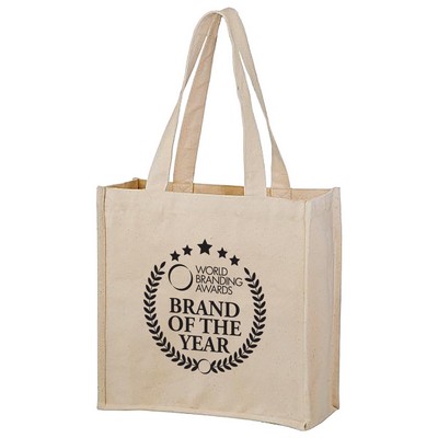 14 Oz. Natural Cotton Canvas Tote Bag w/Wine Bottle Holders