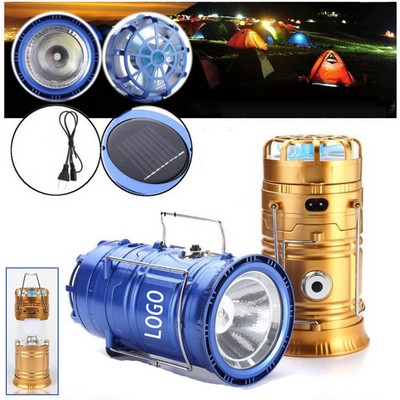 Led Hand Lamp Rechargeable Collapsible Solar Camping Lantern Tent Lights With Fan Three In One