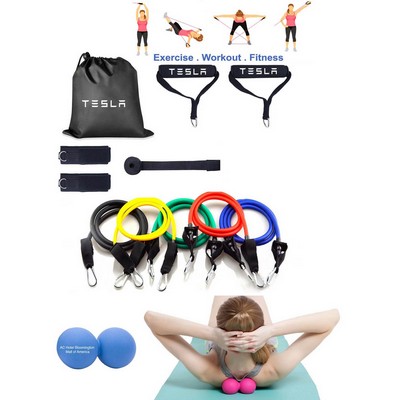 Kidder Exercise Fitness Resistance Bands Set + Double Massage Ball