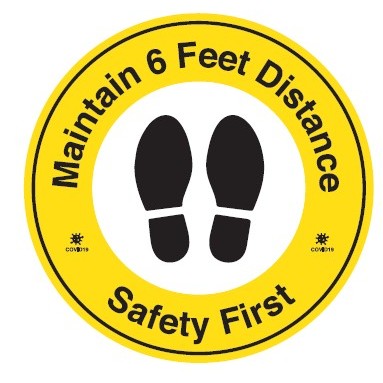 Maintain 6 Feet 16 x 16" COVID-19 Floor Decal Graphic