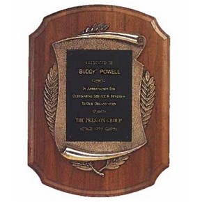 Manchester Series American Walnut Plaque w/Antique Bronze Casting & Brushed Brass Plates (11"x 15")