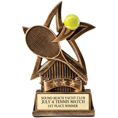 6" Tennis Sweeping Star Resin Trophy