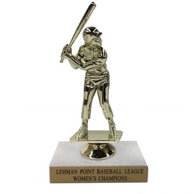 6½" Female Softball Trophy w/Marble Base