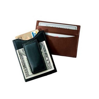 Leather Wallet w/Card Bags & Clip