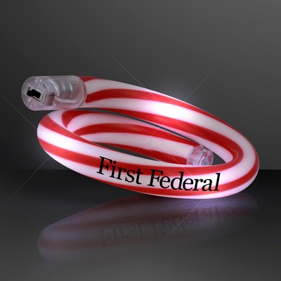 Flashing Christmas Candy Cane Bracelets - Domestic Imprint