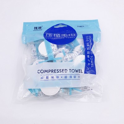 Candy wrapped Compressed towel tissue 20pcs packed into plastic bag